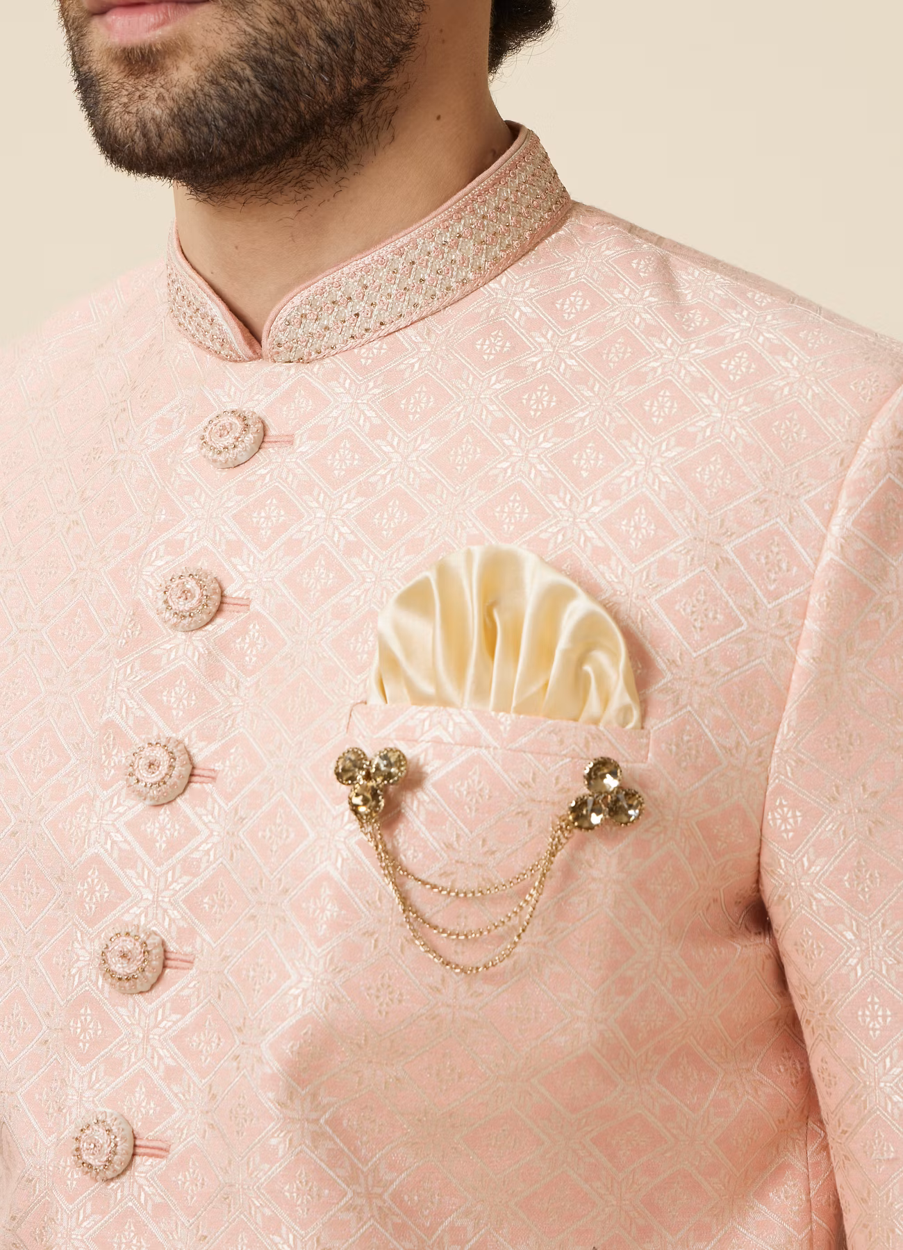 Rosewater Pink Diamond Patterned Indo Western Set - Image 2