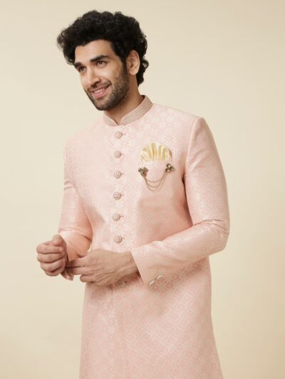 Rosewater Pink Diamond Patterned Indo Western Set