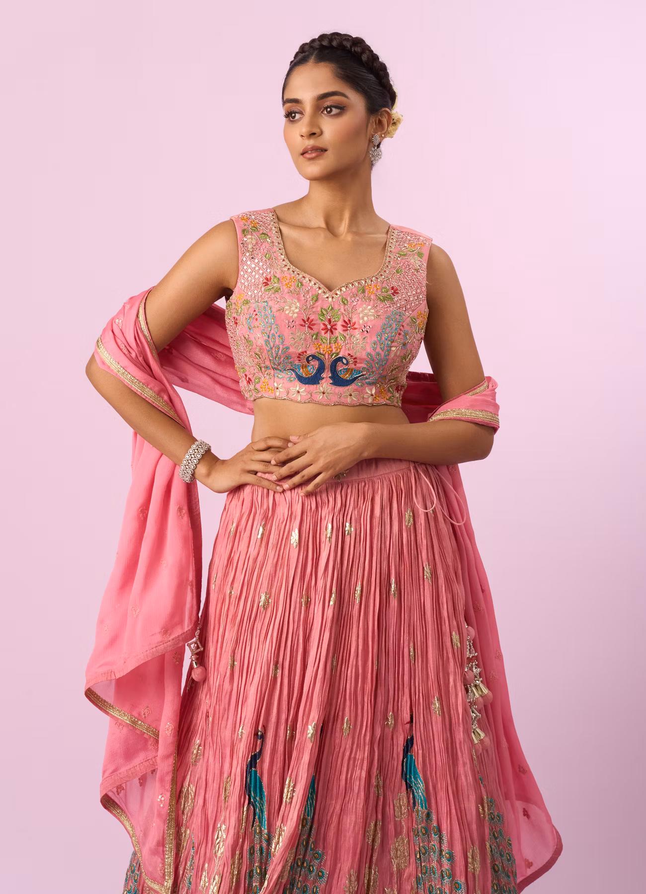 Pink Tissue Radiance Lehenga - Image 2