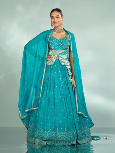 Elegant Rama Green Lehenga