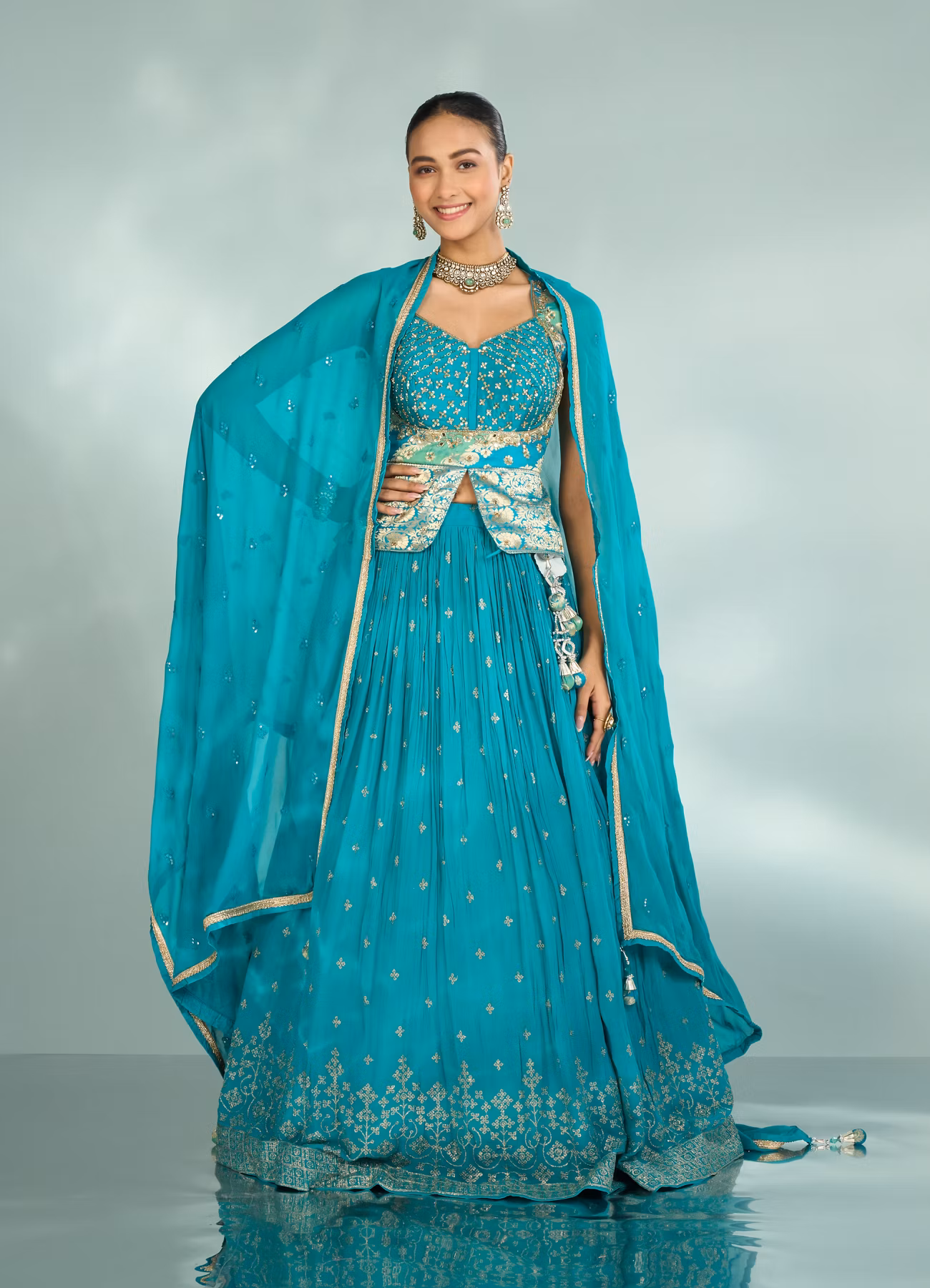Elegant Rama Green Lehenga
