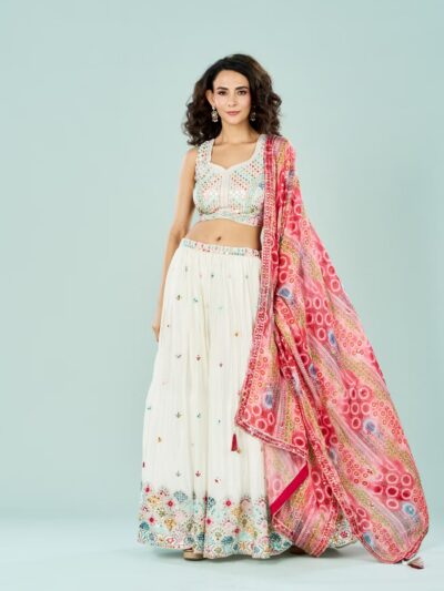 Cream Divine Crepe Lehenga