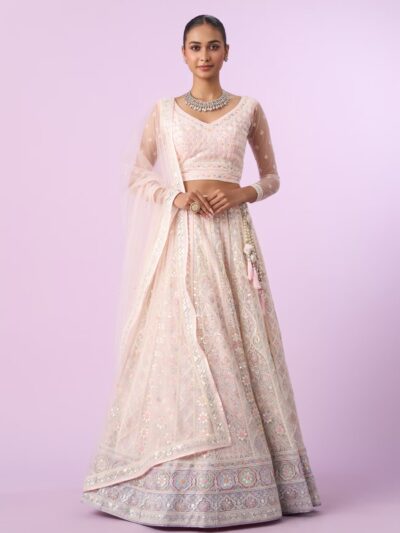 Elegant Cream and Pink Lehenga
